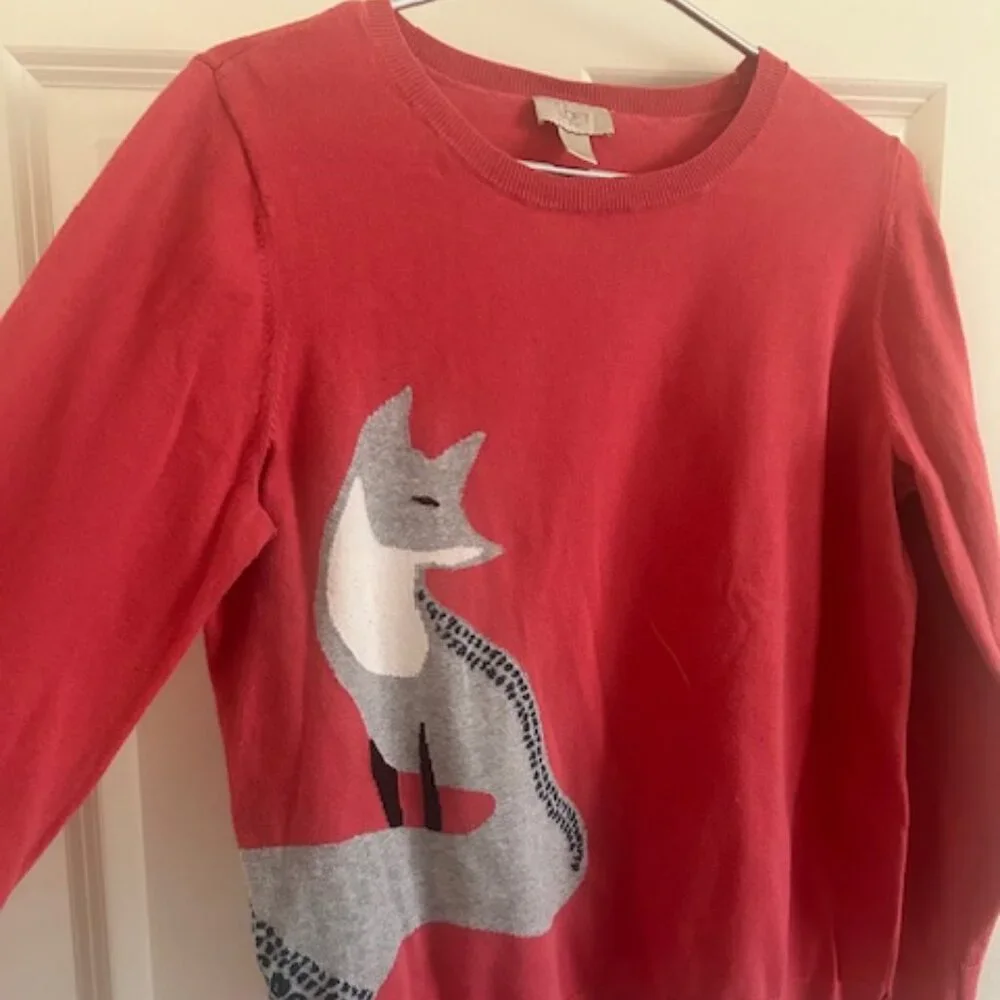 LOFT Coral Sweater with Fox Design - Picture 4 of 7